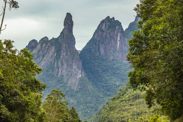 Hermosa Montaña Dedo Dios Ciudad Teresópolis Estado Río Janeiro Brasil — Foto de Stock