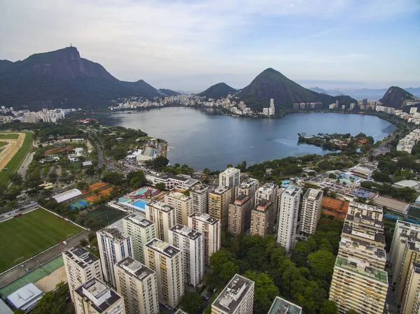 Vista Aérea Laguna Distrito Ipanema Leblon Río Janeiro Brasil América —  Fotos de Stock