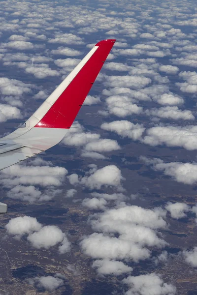 Flying Clouds View Airplane Soft Focus — Stock Photo, Image