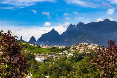 Beautiful view of the mountains and cities of the world. City of Terespolis, district of Jardim Meudon, state of Rio de Janeiro Brazil, South America.  clipart