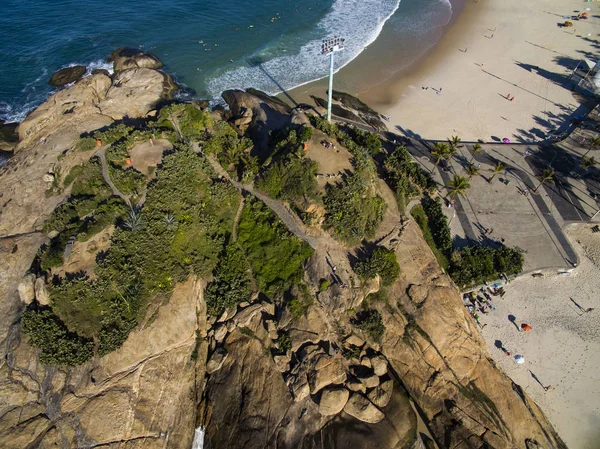 Malebné Panoramatický Výhled Pláž Ipanema Skal Arpoador Panorama Rio Janeiro — Stock fotografie