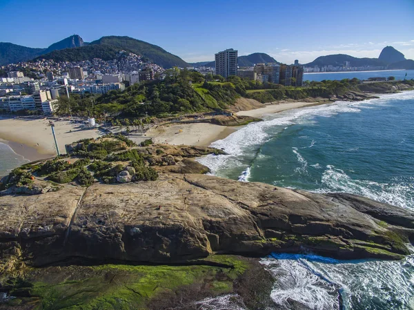 Pohled Mezi Dvěma Krásnými Plážemi Arpoador Beach Devil Beach Ipanema — Stock fotografie