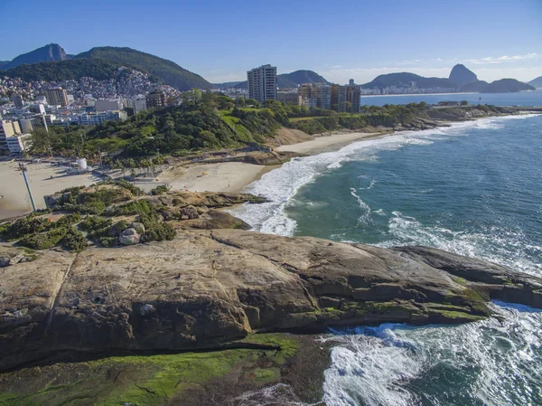 Pohled Mezi Dvěma Krásnými Plážemi Arpoador Beach Devil Beach Ipanema — Stock fotografie