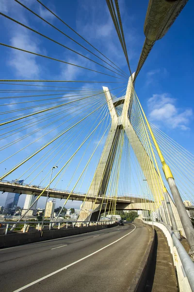 Modern architecture. Modern bridges. Cable-stayed bridge in the world, Sao Paulo Brazil, South America.