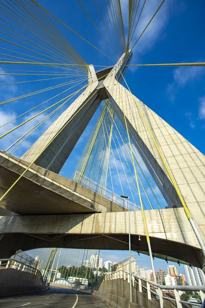 Modern architecture. Modern bridges. Cable-stayed bridge in the world, Sao Paulo Brazil, South America.