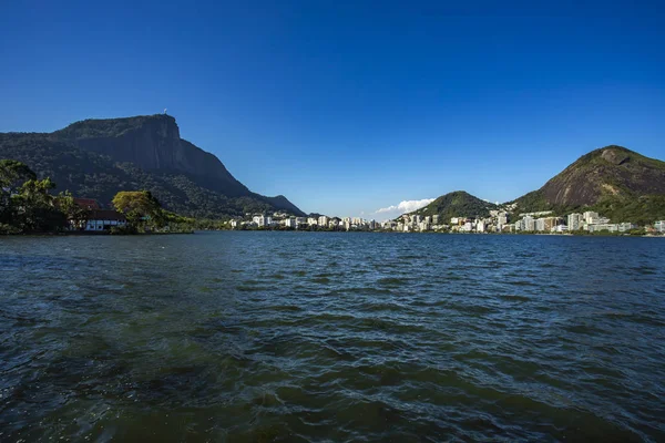 Underbar Stad Och Symbol Låg Vinkel Statyn Kristus Frälsaren Rio — Stockfoto