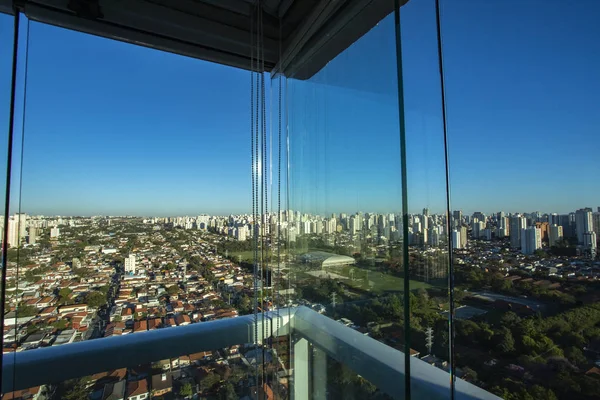 Seen through the window. City of Sao Paulo seen through the window, Brazil South America.
