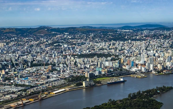 从上面看的大城市 巴西南美洲南里奥格兰德州阿雷格里港市 — 图库照片