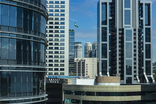 Vista Para Pátio Moderno Fachada Edifício Moderno Cidade São Paulo — Fotografia de Stock
