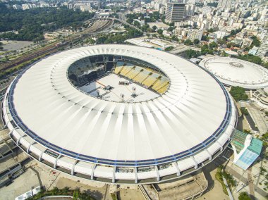Rio de Janeiro Şehri, Brezilya Güney Amerika.Maracana Stadyumu. Brezilya futbolu. Dünyadaki futbol stadyumları. Müzik etkinliği ile Maracana stadyumu.