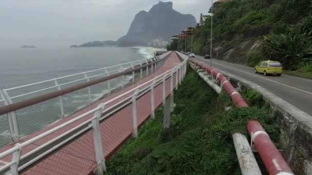 Autostrada Riva Mare Splendida Strada Pista Ciclabile Pista Ciclabile Stradale — Video Stock