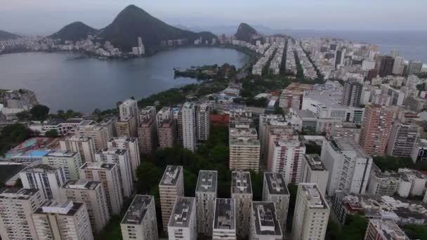 Widok Lotniczy Dzielnicy Leblon Rio Janeiro Brazylia Ameryka Południowa — Wideo stockowe