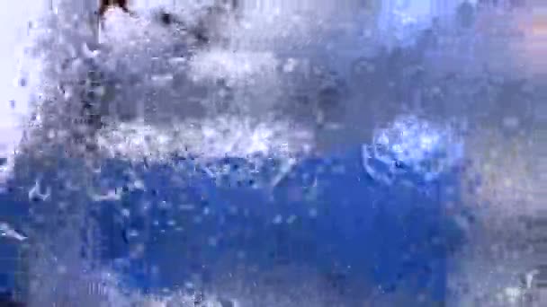 Νερό Στο Γυαλί Βροχερή Υφή Του Νερού Σταγόνες Βροχής Στο — Αρχείο Βίντεο