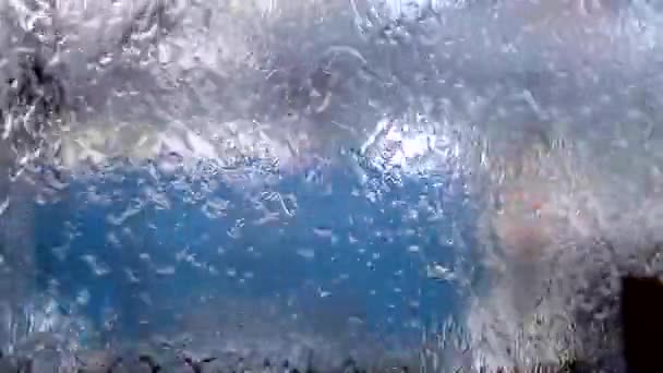 Agua Vaso Lluvioso Textura Del Agua Gotas Lluvia Ventana Fondo — Vídeo de stock