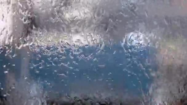 Woda Szkle Deszczowy Tekstura Wody Krople Deszczu Oknie Tło Wodne — Wideo stockowe