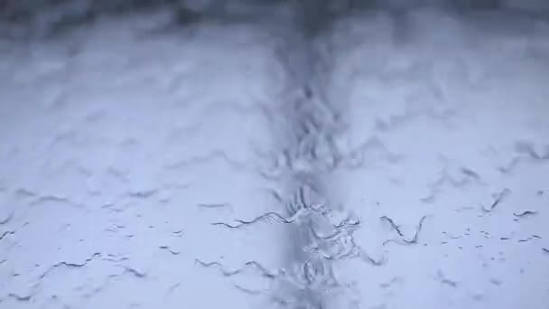 Water Het Glas Regenachtige Textuur Van Het Water Regendruppels Het — Stockvideo