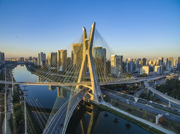 Ponte Suspensão Ponte Cabo Mundo São Paulo Cidade Brasil América — Fotografia de Stock