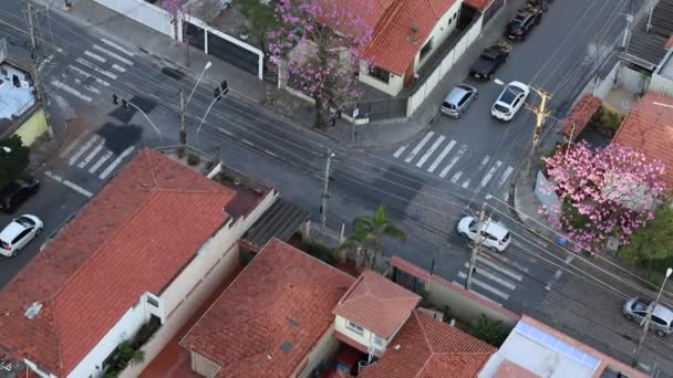 Widok Góry Skrzyżowanie Ulic Sao Paulo Brazylia Ameryka Południowa — Wideo stockowe