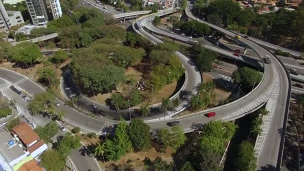 Vista Aérea Autopista Paso Elevado Ciudad Vista Superior Del Tráfico — Vídeos de Stock