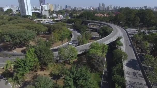 Vue Aérienne Autoroute Passage Supérieur Ville Vue Dessus Trafic Ville — Video