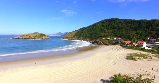 Belles Plages Sable Blanc Fin Vue Sommet Plage Piratininga Niteroi — Video