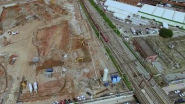 Tren geçiyordu. Büyük şehrin geçişi. Sao Paulo şehri, Brezilya Güney Amerika. 
