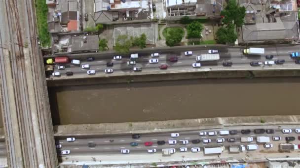 Jam Sibuk Kemacetan Lalu Lintas Kota Sao Paulo Brasil Amerika — Stok Video