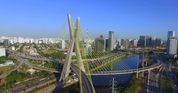 Suspension Bridge Cable Stayed Bridge World Sao Paulo City Brazil — Stock Video
