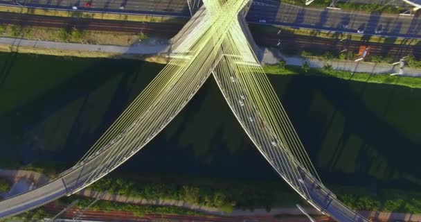 Most Wiszący Kablówka Została Mostem Świecie Sao Paulo Brazylia Ameryka — Wideo stockowe