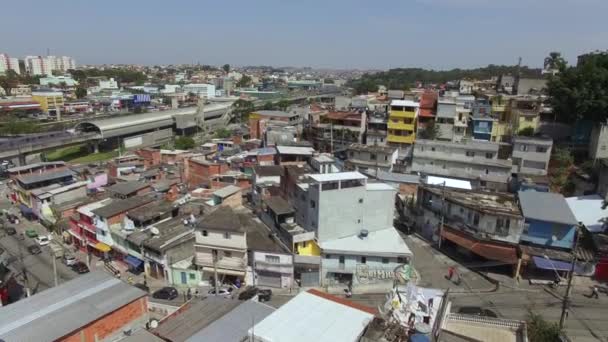 Cruzamento Ruas Casas Pobre Bairro Cidade São Paulo Bairro Jardim — Vídeo de Stock