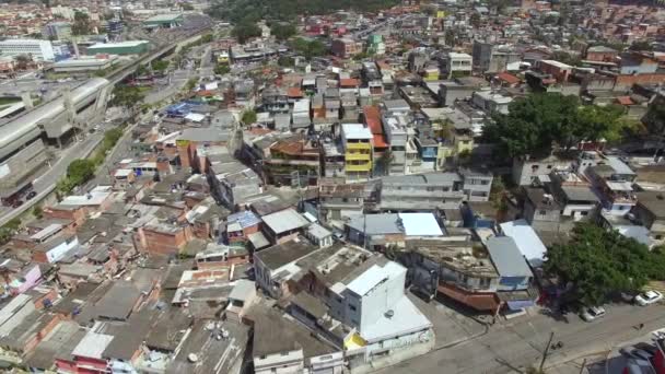 Cruce Calles Casas Pobre Vecindario Ciudad Sao Paulo Barrio Jardim — Vídeos de Stock