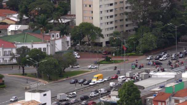 アプリケーションの配信症状 元少年スト ブラジルのサンパウロ市でのアプリケーション配信バイカー ブラジルは — ストック動画