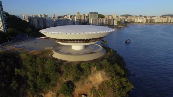 Mac Niteroi Vagyok Kortárs Művészeti Múzeum Niteroi Oscar Niemeyer Niteroi — Stock videók