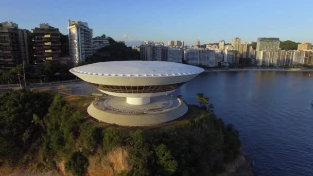 Mac Niteroi Музей Современного Искусства Нитероя Архитектор Оскар Омейер Город — стоковое видео