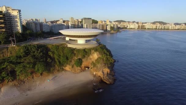 Mac Niteroi Museum Contemporary Art Niteroi Architect Oscar Niemeyer Niteroi — Stock Video