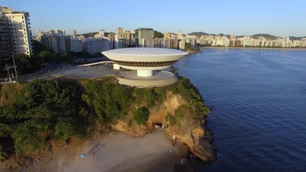 Mac Niteroi Museet För Nutidskonst Niteroi Arkitekt Oscar Niemeyer Niteroi — Stockvideo