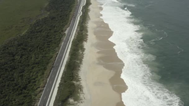 Nagy Ocean Road Beach Drón Légi Kilátás Brazil Óceán Fehér — Stock videók