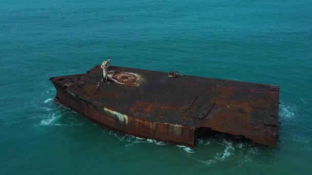 Nave Abandonada Contaminación Oceánica Ciudad Fortaleza Estado Ceara Brasil Enero — Vídeos de Stock