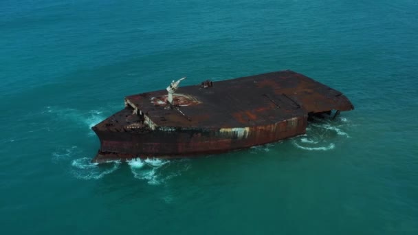 Nave Abandonada Contaminación Oceánica Ciudad Fortaleza Estado Ceara Brasil Enero — Vídeo de stock