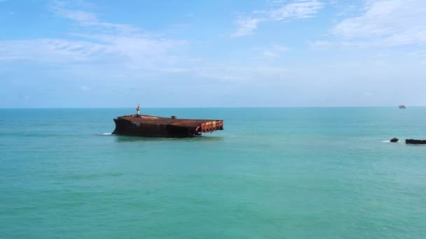 Navio Abandonado Poluição Oceânica Cidade Fortaleza Ceará Brasil Jan 2020 — Vídeo de Stock