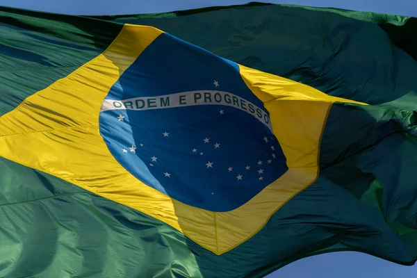 Brazilská Vlajka Brazilská Vlajka Větru — Stock fotografie