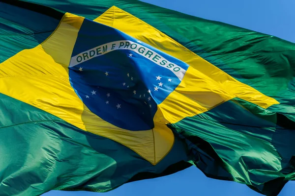 Brazils Vlag Vlag Van Brazilië Wind — Stockfoto