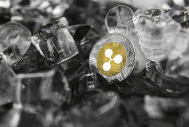 Altın dalgalanma sikke buz arka plan üzerinde. Kış karşılığında kavramı. Dondur. Blockchain incelemesi. Dijital para ve sanal cryptocurrency kavramı. Iinvestment. Ticaret, ticari.