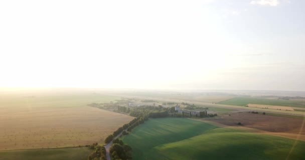 Zdjęcia lotnicze z pól z różnych rodzajów rolnictwa. Rolnictwa. Zdjęcia lotnicze z gruntów rolnych. Zdjęcia lotnicze z pola uprawne. Widok na pola uprawne rośliny zbiorów. Wiejski krajobraz. Counrtyside — Wideo stockowe