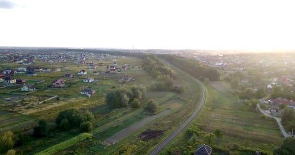 Ferrovia Vazia Ferrovia Sem Fim Sem Comboio Pôr Sol Ferrovia — Vídeo de Stock