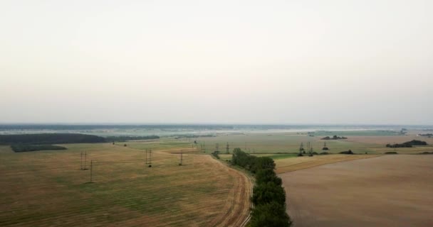 Antenn skott av fält med olika typer av jordbruk. Jordbruk. Antenn skott av jordbruksmark. Antenn skott av åkrar. Utsikt över åkrar grödor skörd. Landsbygdens landskap. Counrtyside — Stockvideo