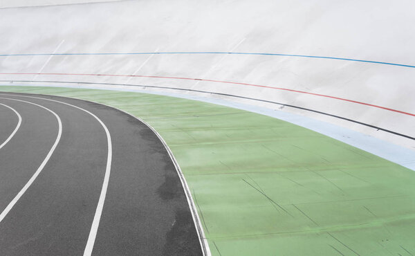 Lines of empty velodrome. Geometric line background.