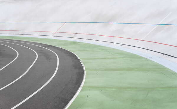 Lines of empty velodrome. Geometric line background.