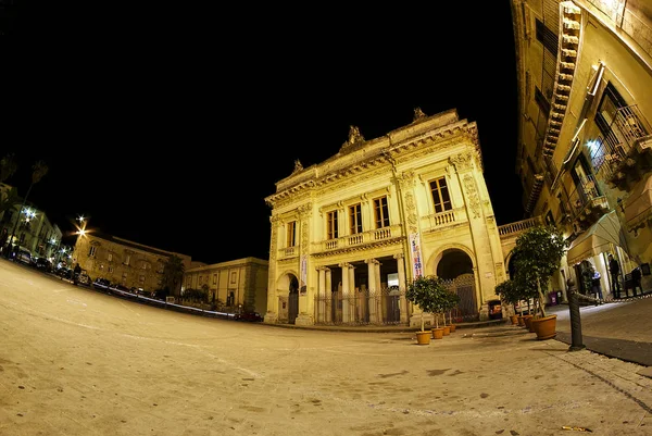 Vista Nocturna Del Centro Histórico Noto Sicilia Italia — Foto de Stock