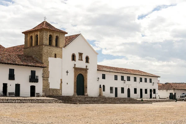 Vnější Pohled Villa Leyva Kostel Centrálním Náměstí Boyaca Kolumbie — Stock fotografie